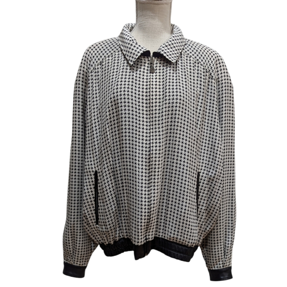 VTG One Hundred % Bijan! Cashmere & Silk Reversible Short Jacket w/ Leather Trim